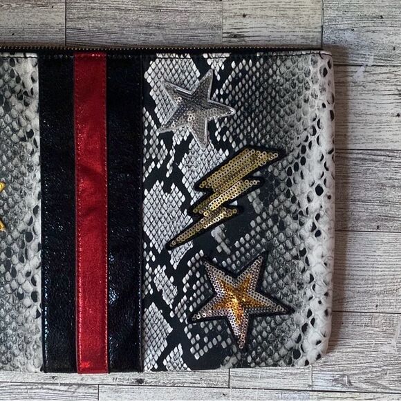 ALDO, Faux Snake Skin, Sequin Embellished, Oversized Clutch Purse - Picture 6 of 15